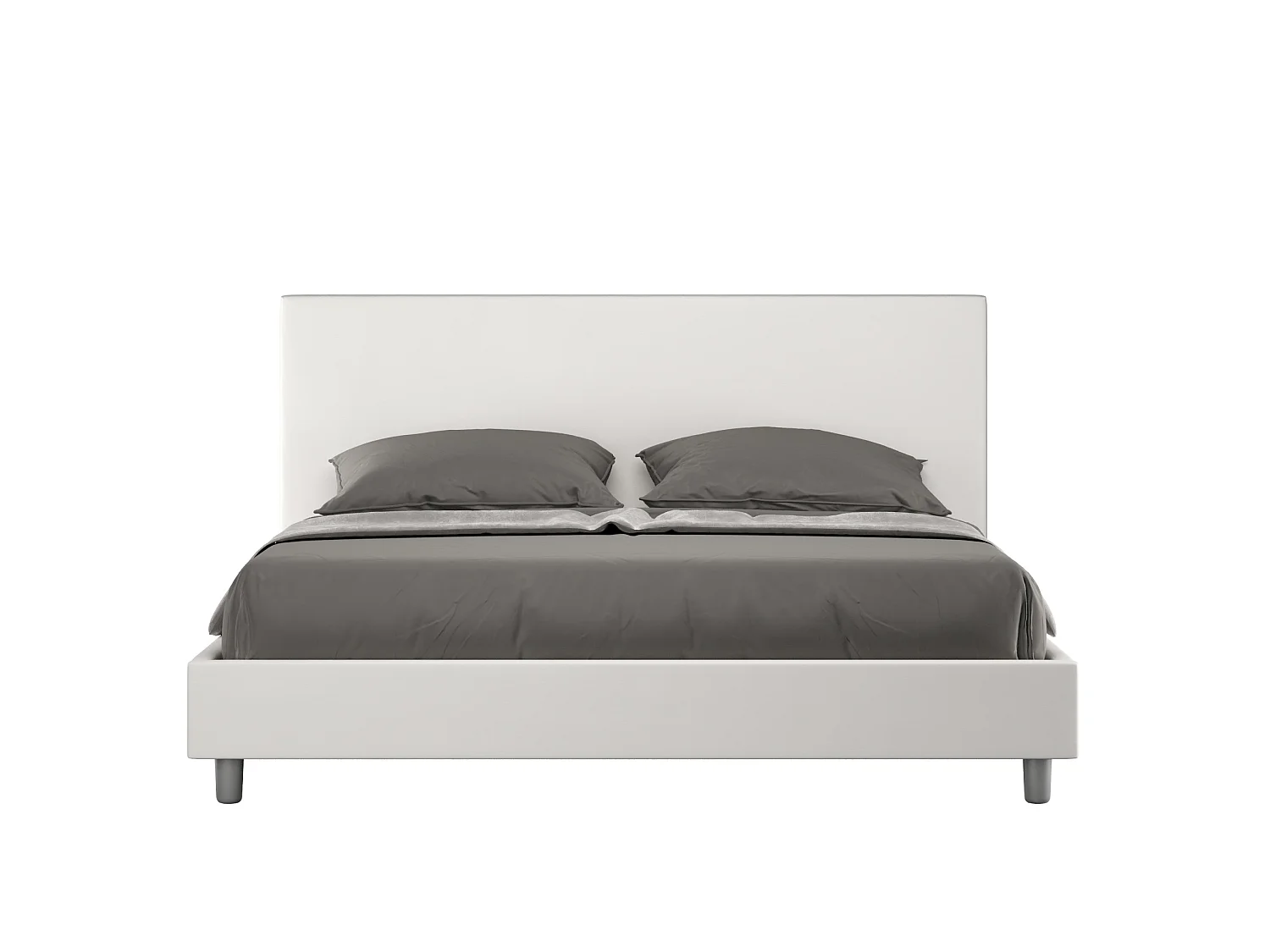 Gepolstertes Bett mit Lattenrost 160x190 mit Kunstlederbezug Weiß Naspy