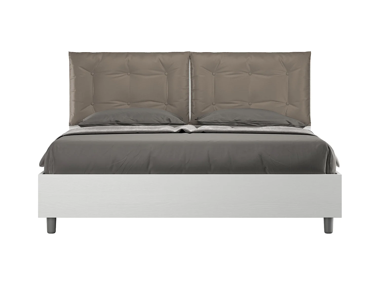 Lit avec sommier 160x190 avec coussins similicuir cappuccino Egos Annalisa