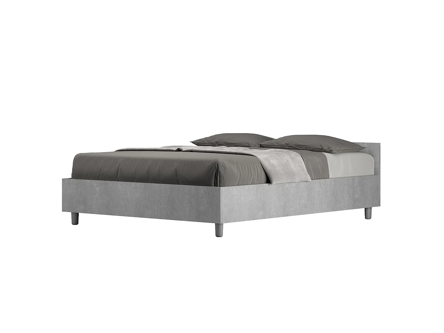Bett mit Lattenrost 140x190 Zement Nuamo