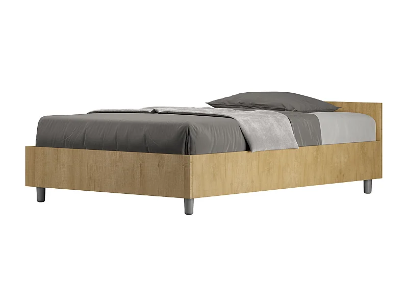 Bed 120x190 met lattenbodem natuur eiken Nuamo