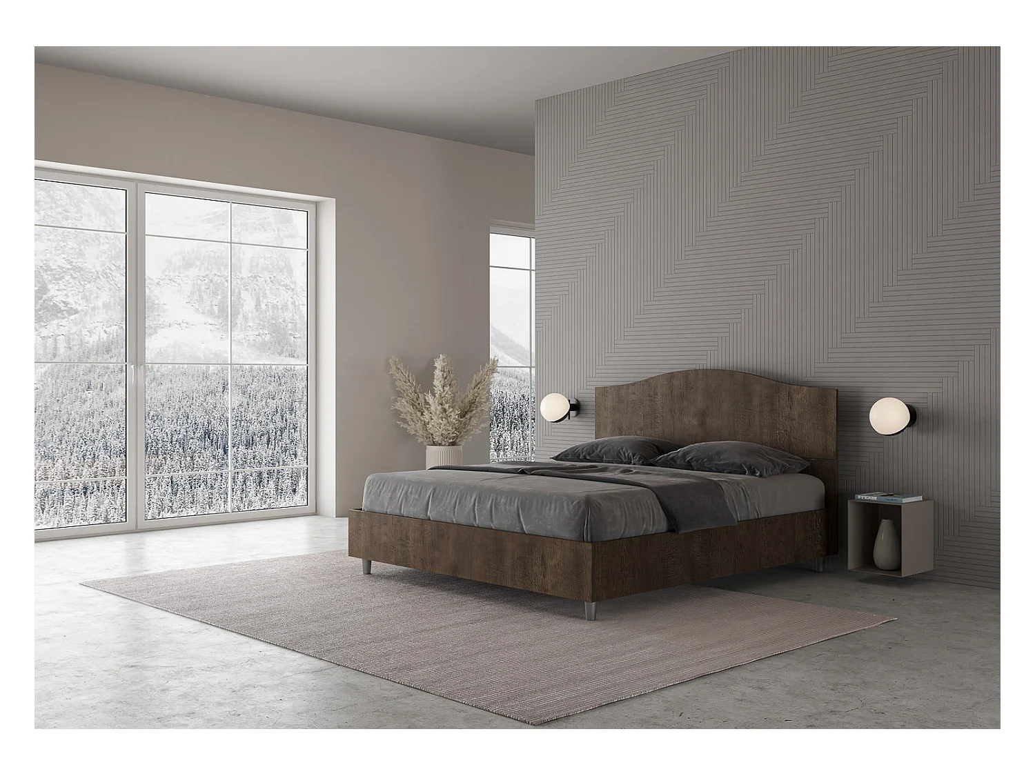 Lit avec sommier 160x190 noyer Dores