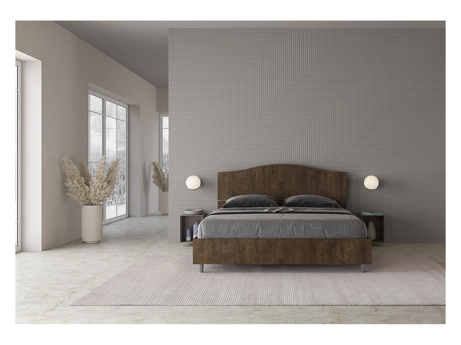 Lit avec sommier 160x190 noyer Dores