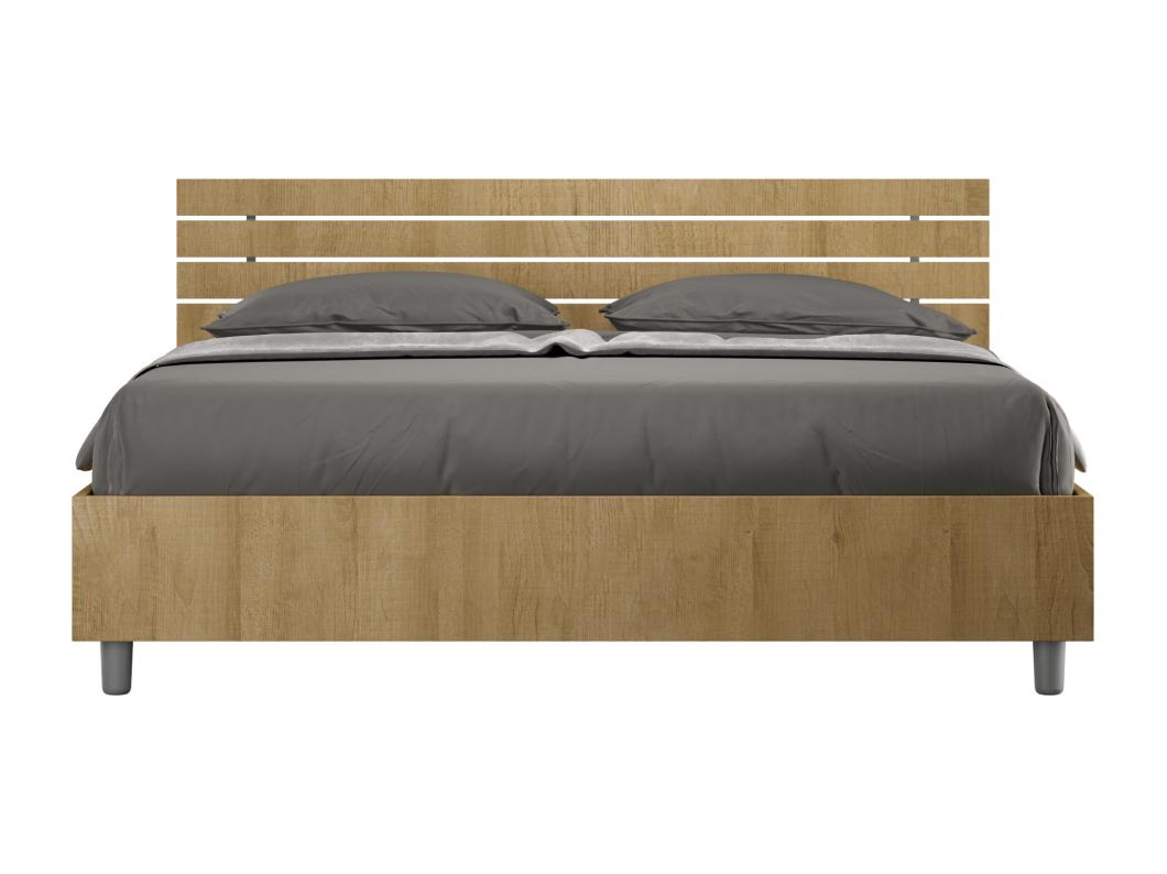 Letto con rete 160x190 testata inclinata con doghe quercia Ankel