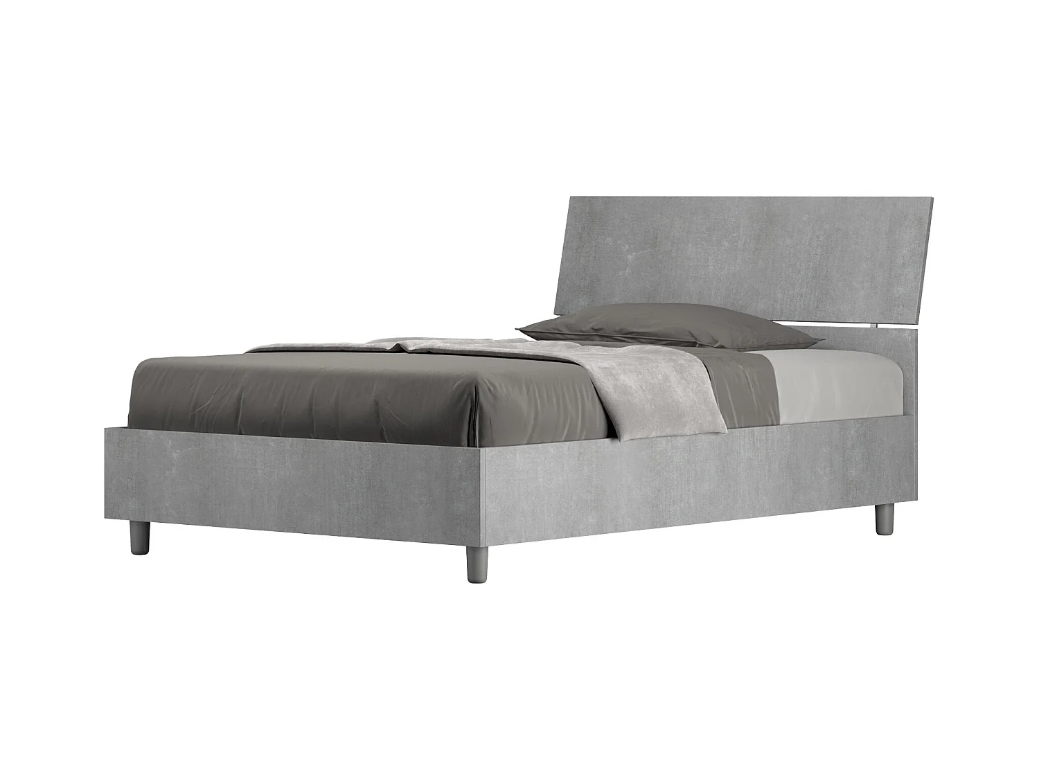 Lit 1 place et demi avec sommier 120x190 tête de lit inclinée gris béton Demas