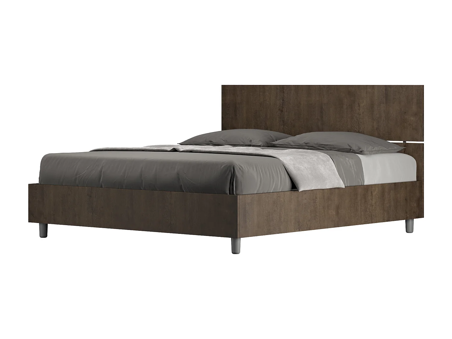 Bed met bedbodem 160x190, recht hoofdeinde in Demas notenhout