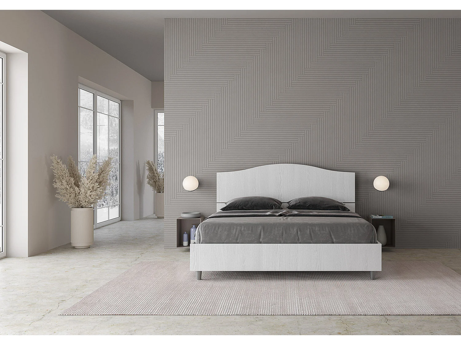 Letto con rete 160x190 bianco frassino Dores