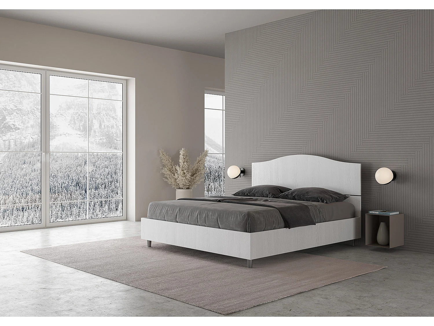 Letto con rete 160x190 bianco frassino Dores