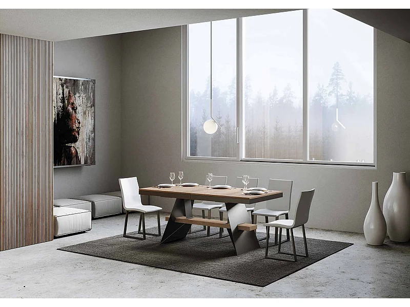 Table extensible 90x180/284 cm Baita Evolution Chêne Nature cadre Anthracite