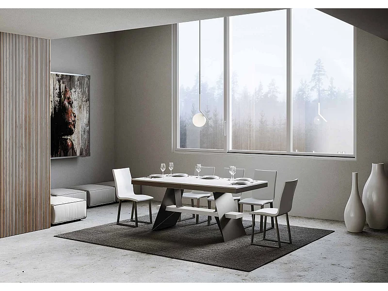 Table extensible 90x180/284 cm Baita Evolution Frêne Blanc cadre Anthracite