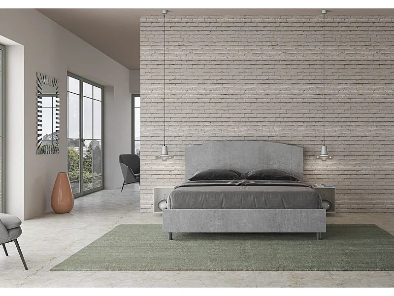 Łóżko wyposażone w stelaż z listwami z pojemnikiem 160x190 Cementu Dora