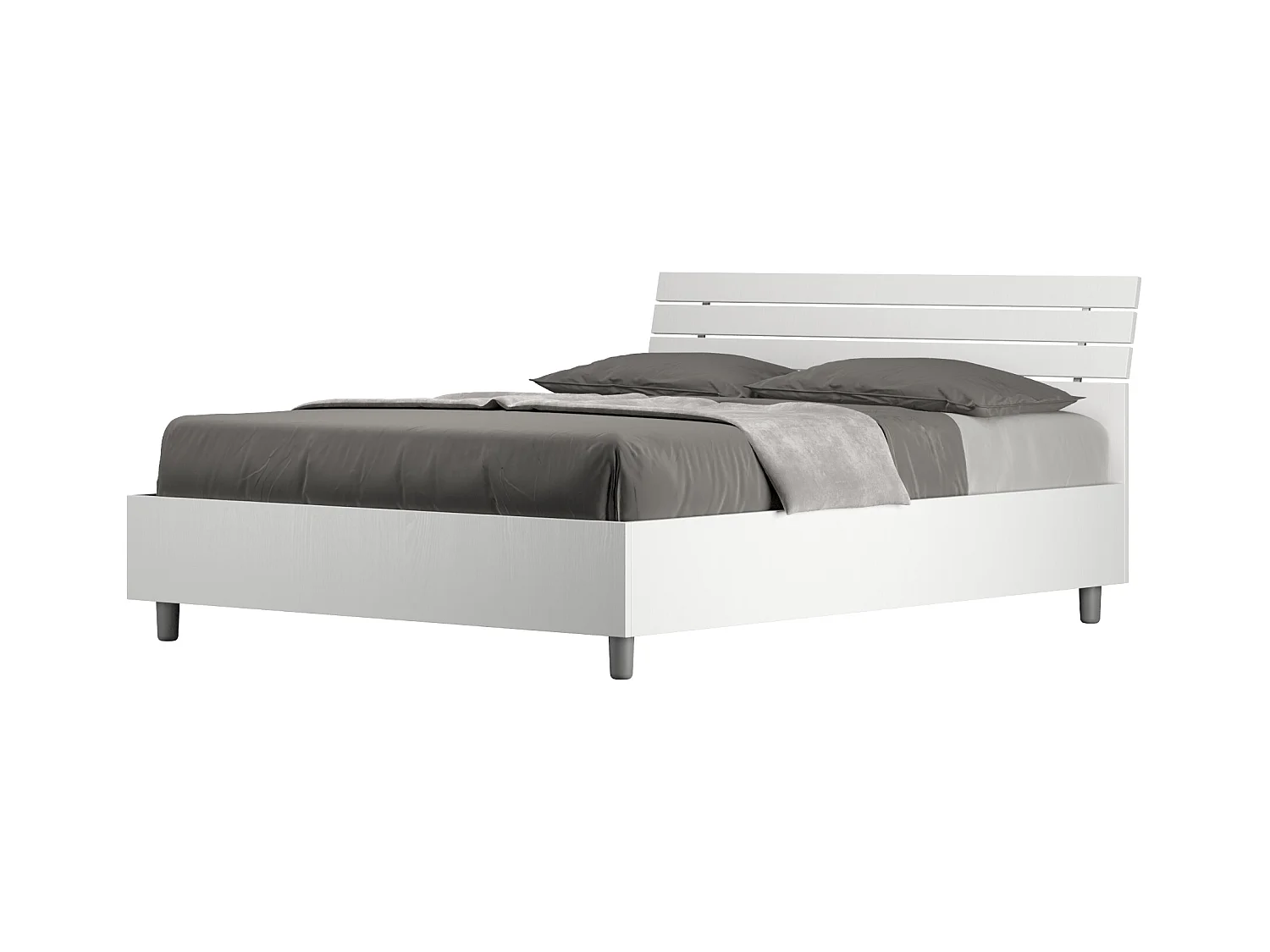 Opbergbed 140x190 met schuin hoofdbord met wit essen Ankellatten