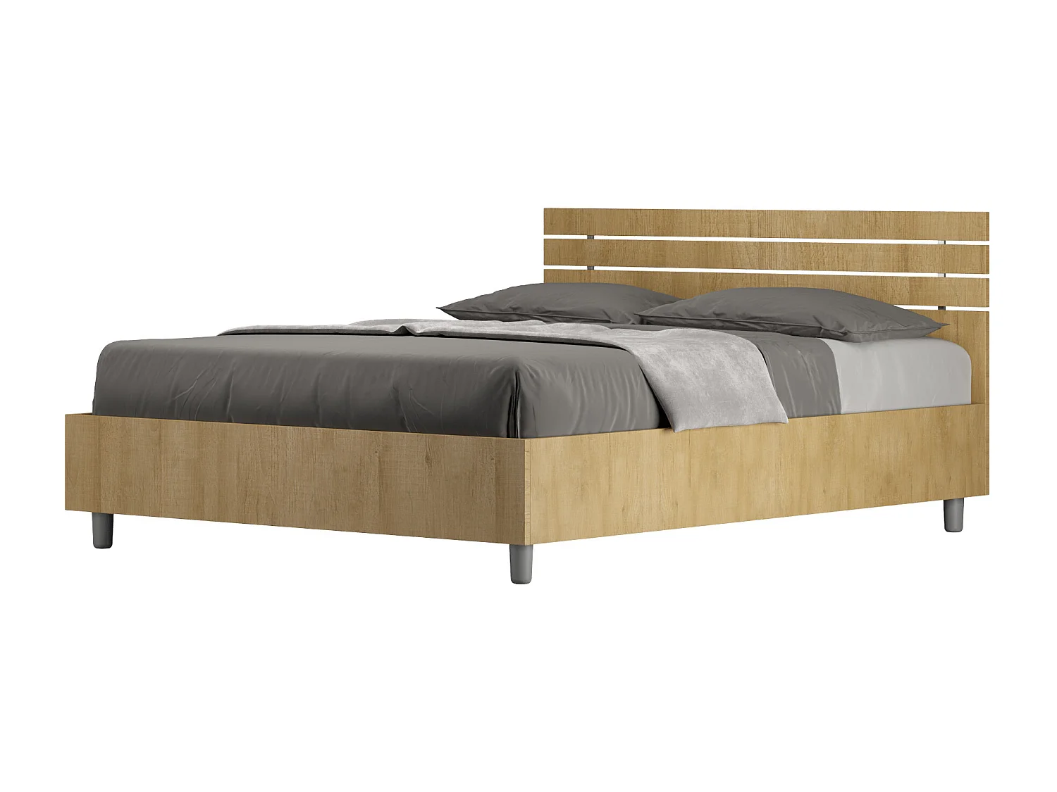 Letto matrimoniale francese contenitore 140x190 testata dritta con doghe quercia Ankel