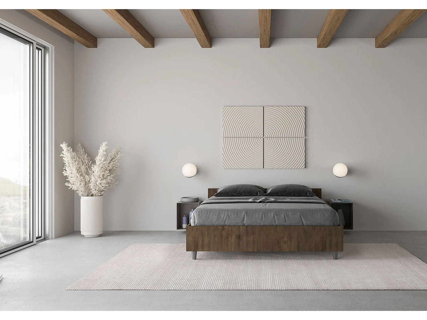 Nuamo notenhouten opbergbed 140x190