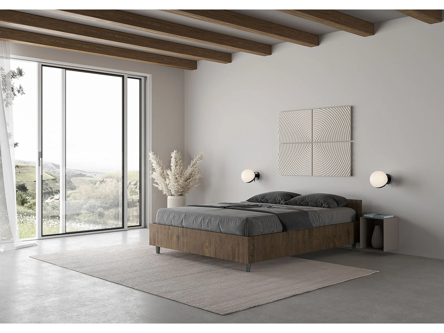 Nuamo notenhouten opbergbed 140x190