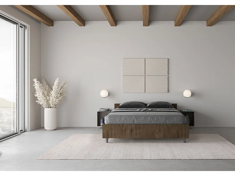 Letto matrimoniale francese contenitore 140x190 noce Nuamo