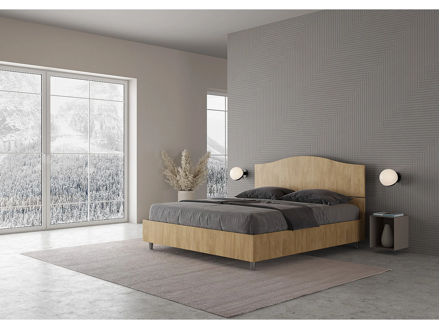 Bed 160x190 met opbergruimte natuur eiken Dores