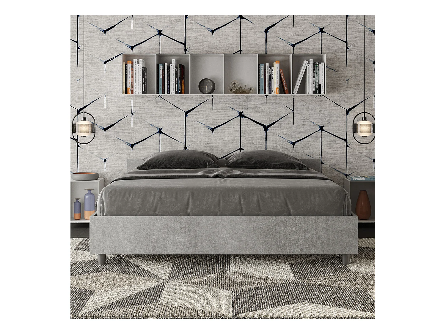 Lit coffre 160x190 gris béton Nuamo