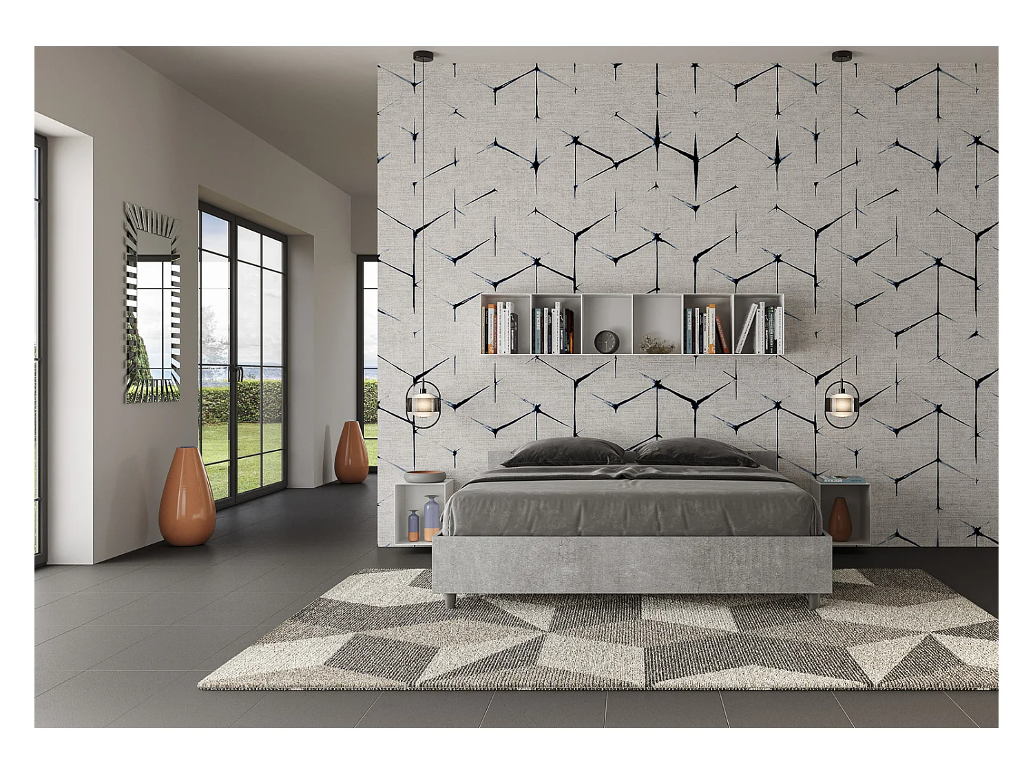 Lit coffre 160x190 gris béton Nuamo