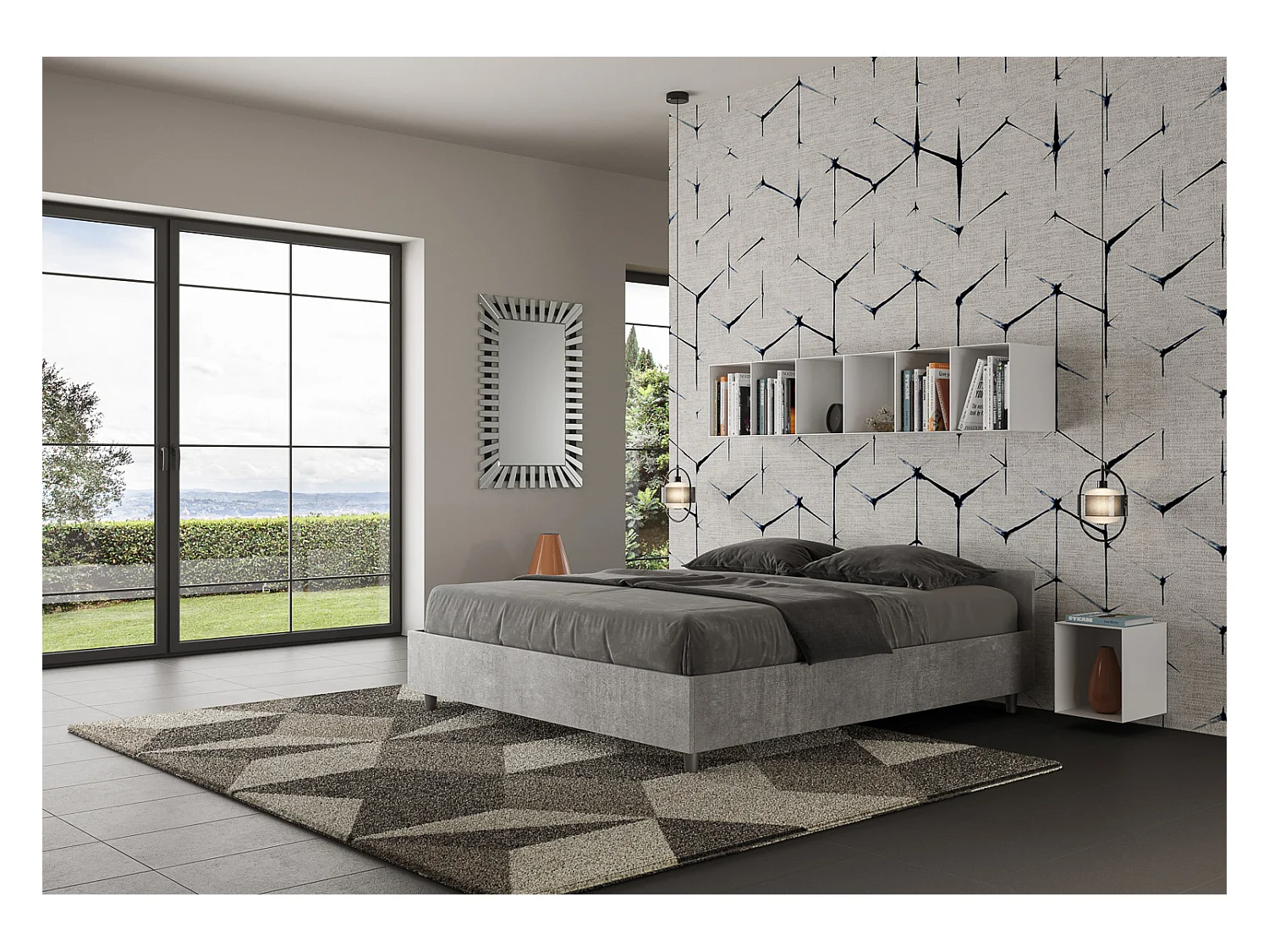 Lit coffre 160x190 gris béton Nuamo