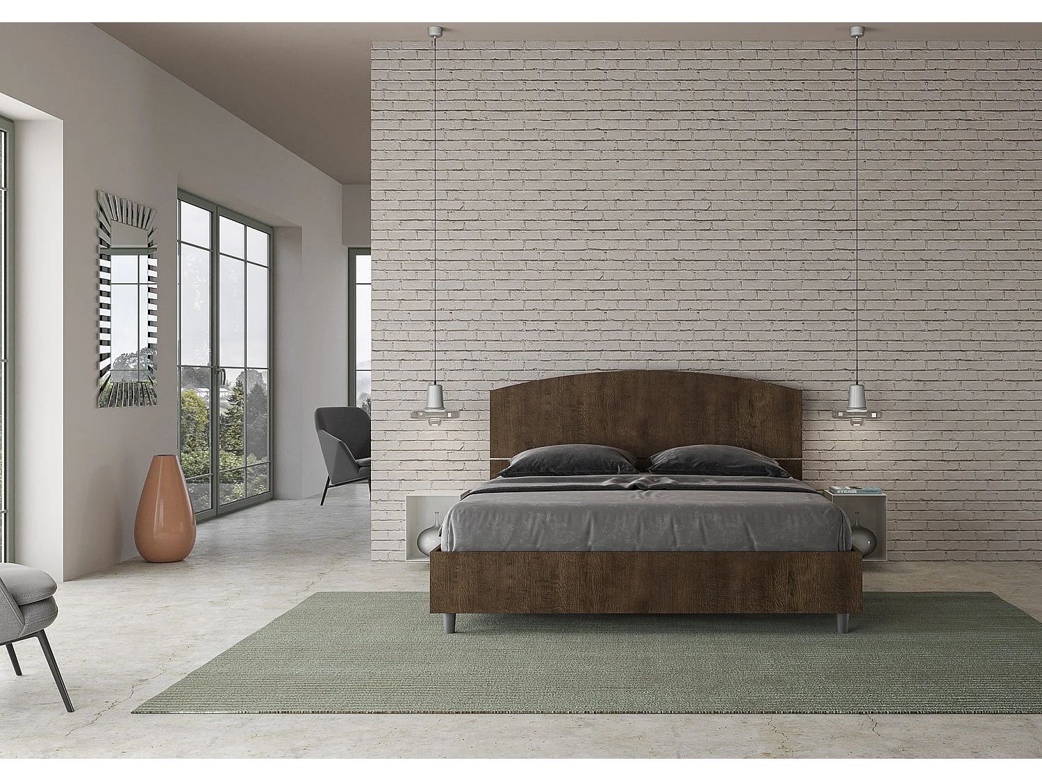 Bett mit Bettkasten 160x190 Nussbaum Dora