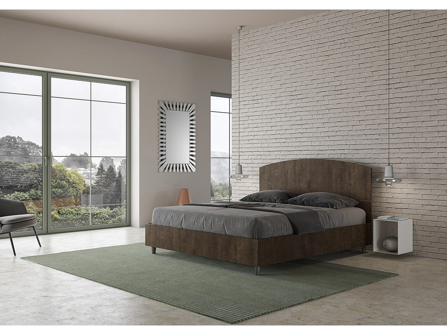 Lit coffre 160x190 noyer Dora