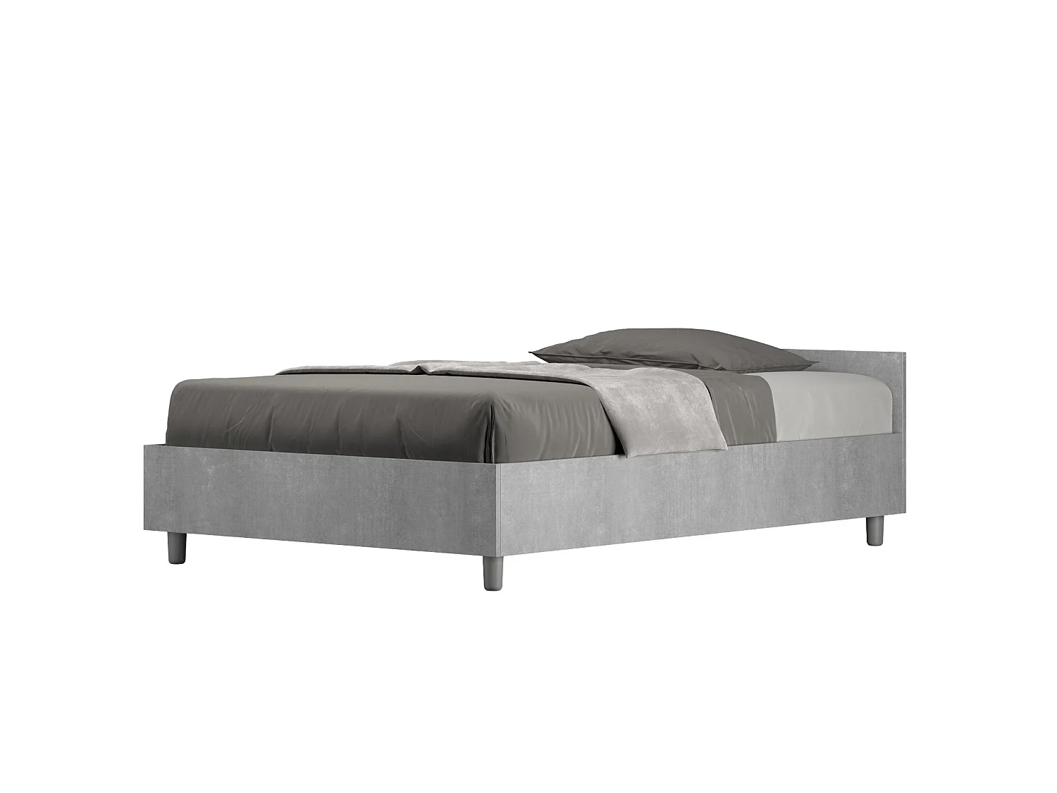 Lit 1 place et demi coffre 120x190 gris béton Nuamo