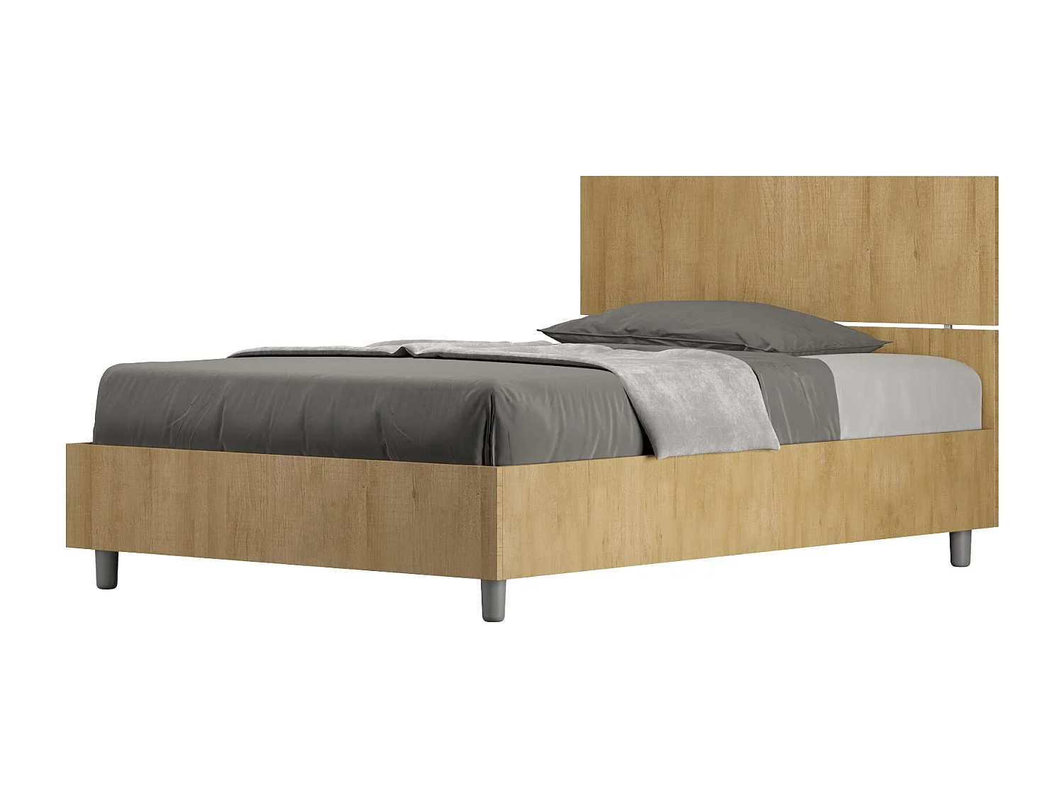 Letto una piazza e mezza contenitore 120x190 testata dritta quercia Demas