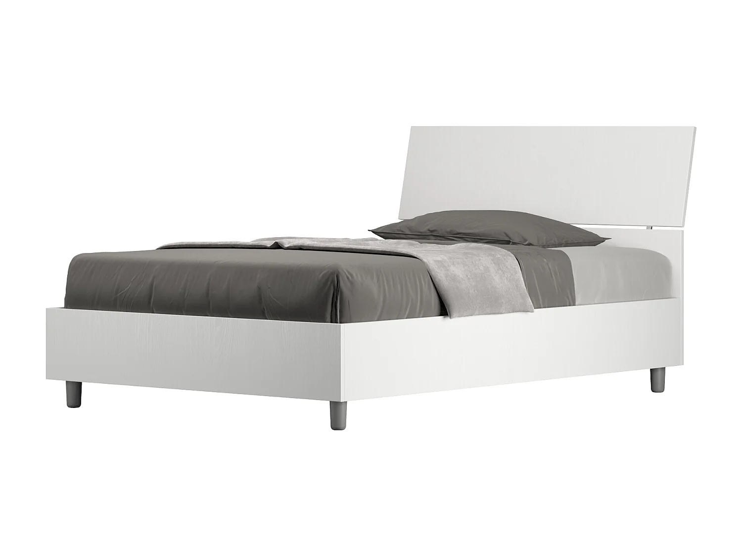 Letto una piazza e mezza contenitore 120x190 testata inclinata bianco frassino Demas