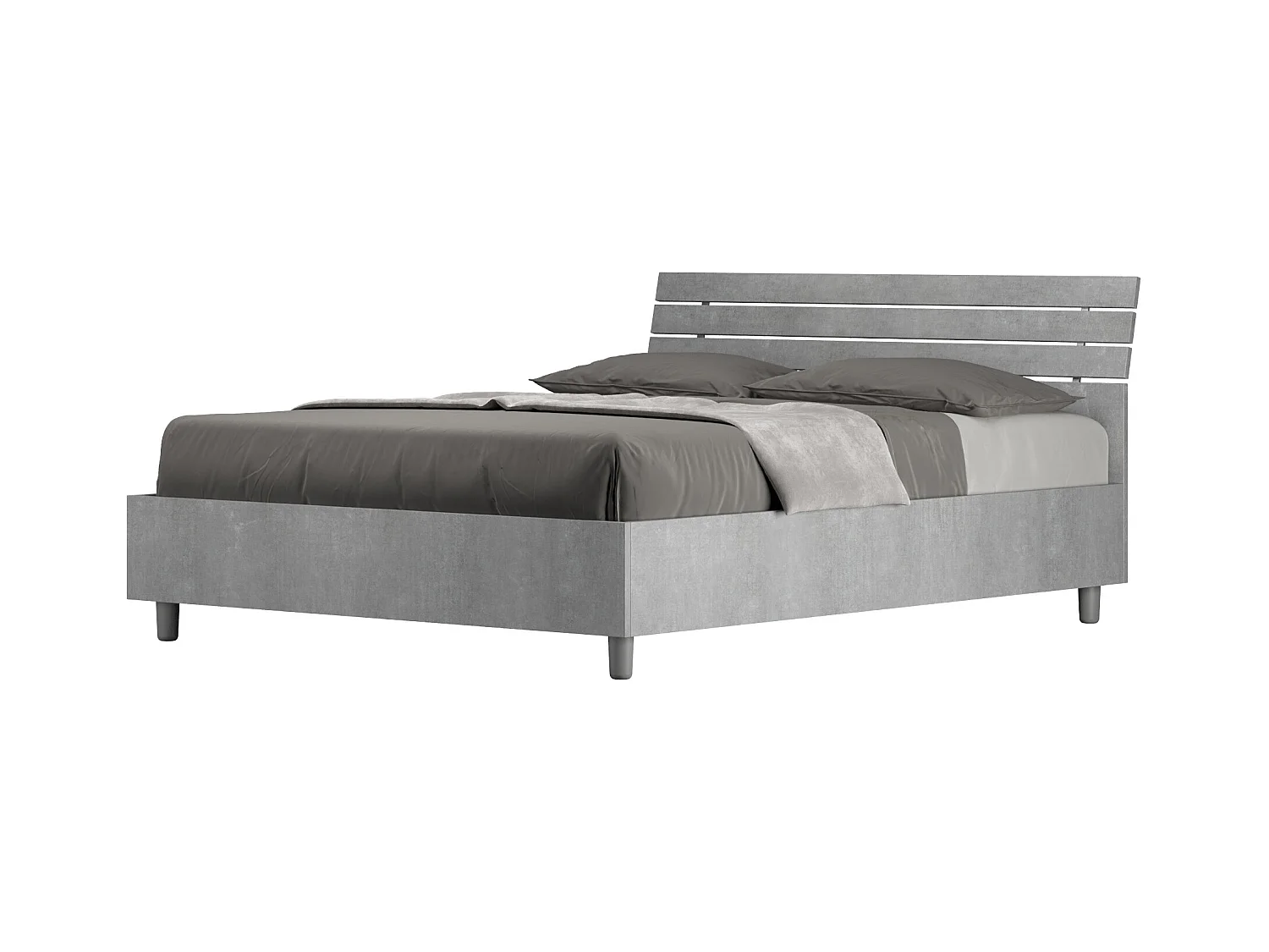 Opbergbed 140x190 met schuin hoofdbord met Ankel cementlatten
