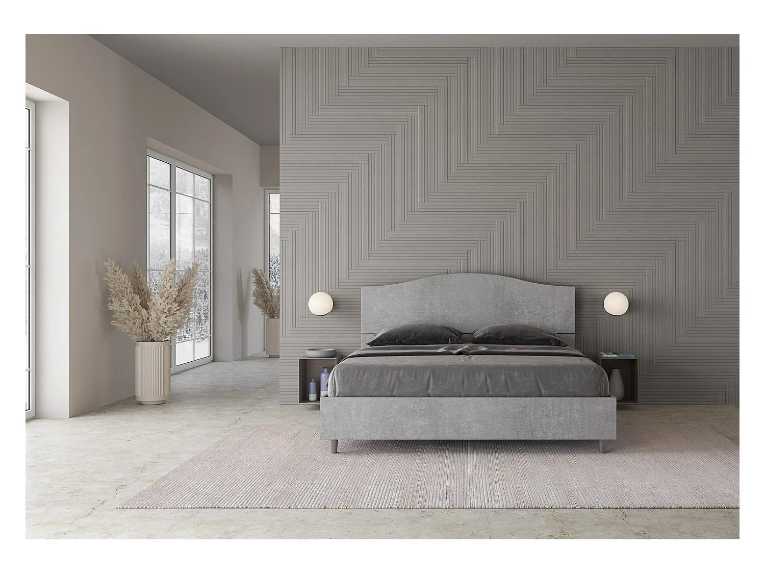 Lit coffre 160x190 gris béton Dores