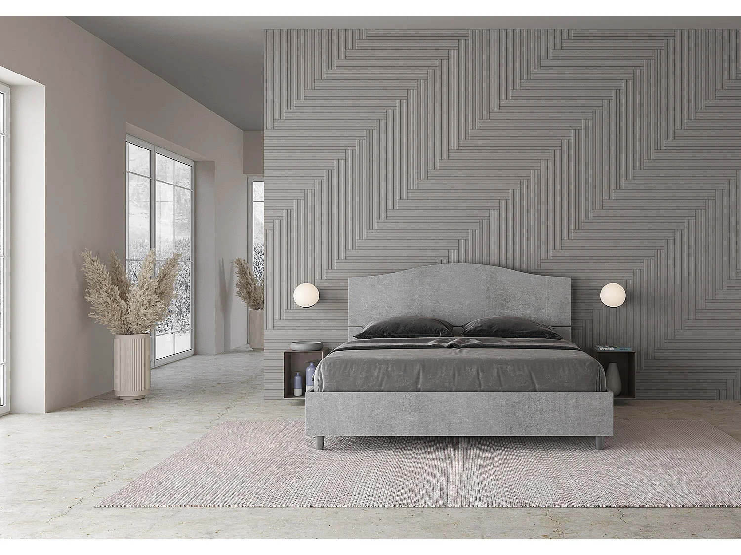 Lit coffre 160x190 gris béton Dores