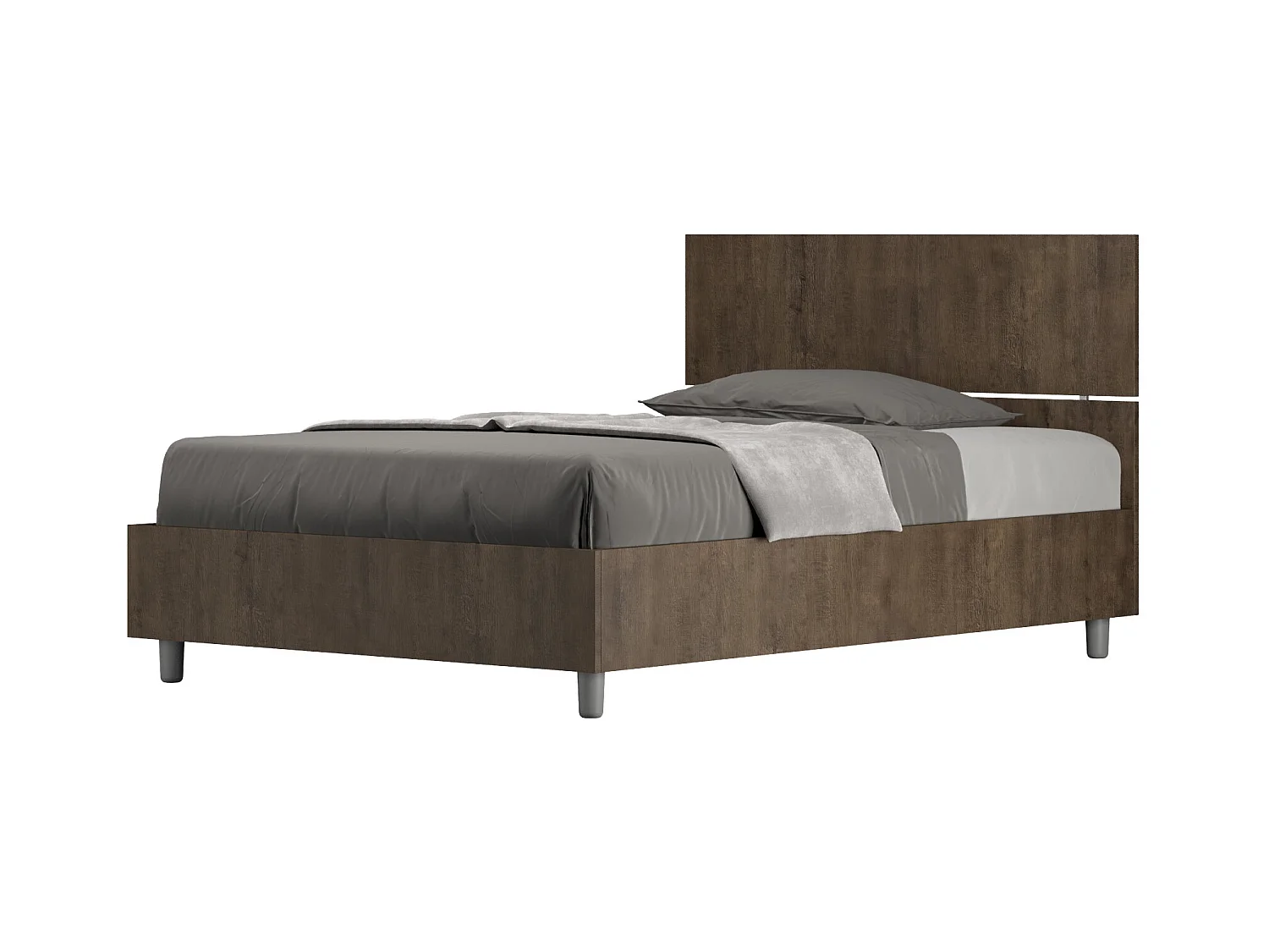 Lit 1 place et demi coffre 120x190 tête de lit droite noyer Demas