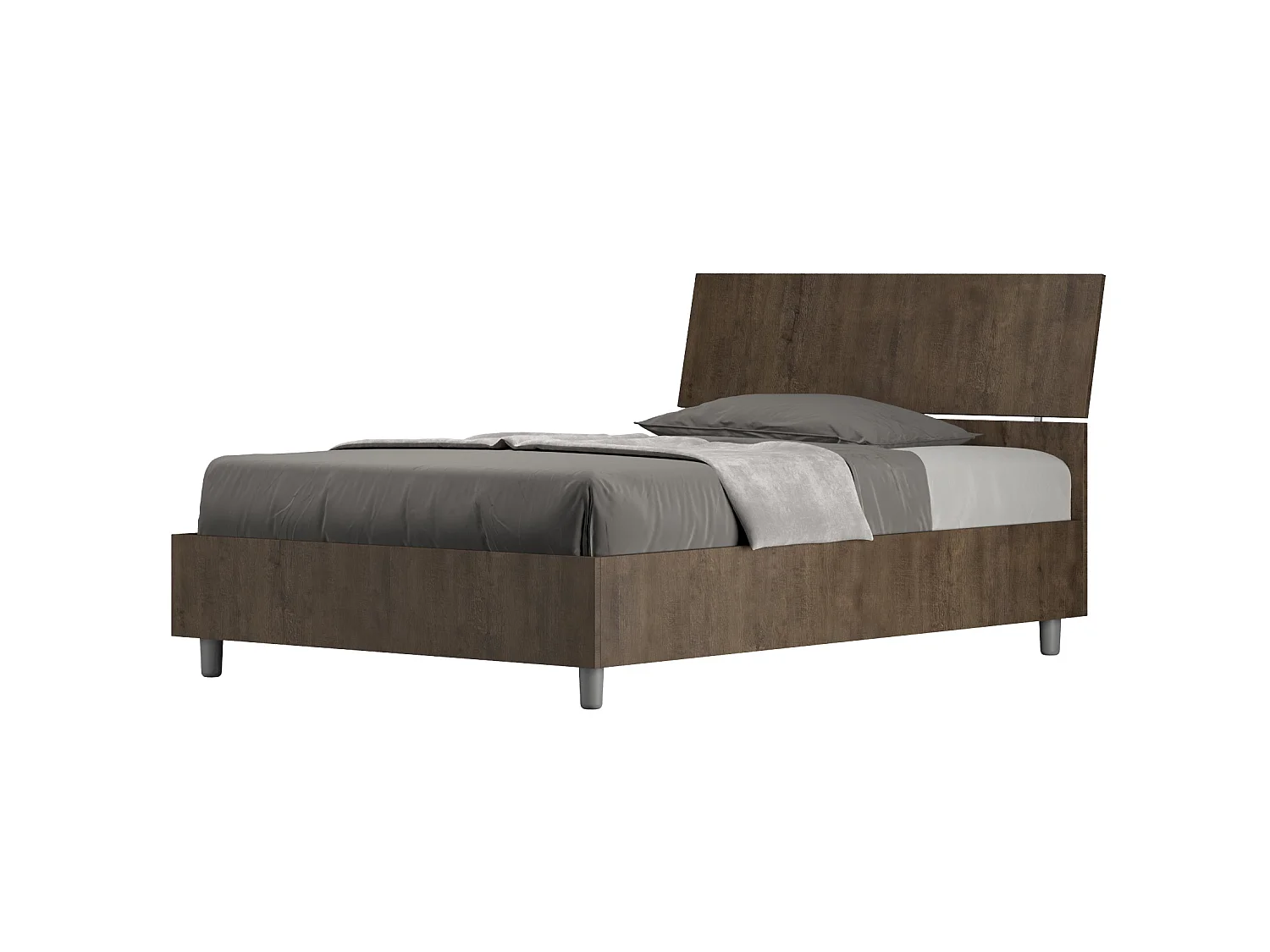 Bed 120x190 met opbergruimte schuin bedhoofd walnoot Demas