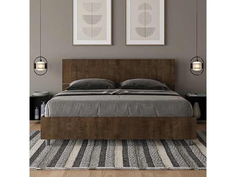 Letto contenitore 160x190 testata dritta noce Demas