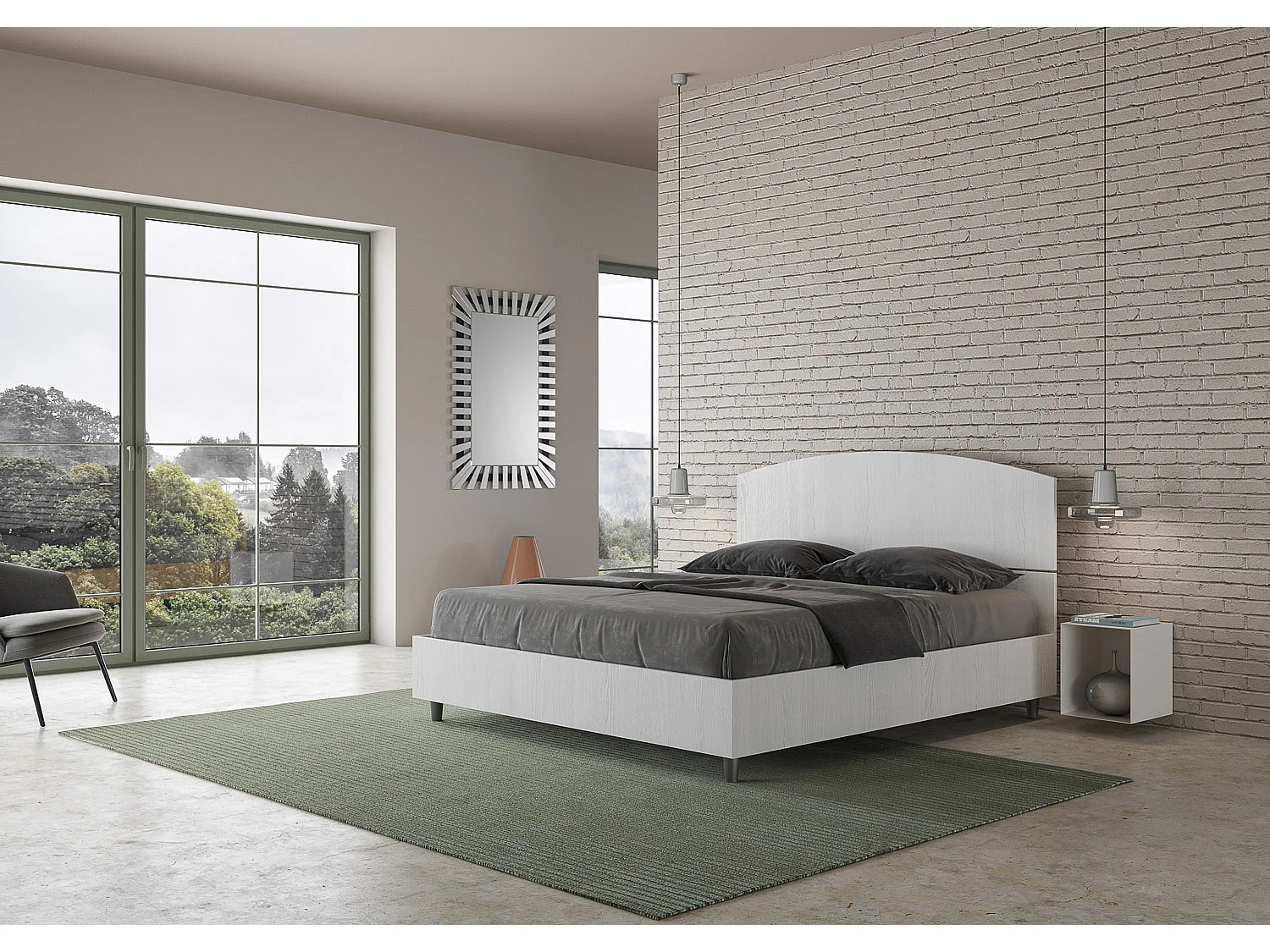 Lit coffre 160x190 frêne blanc Dora
