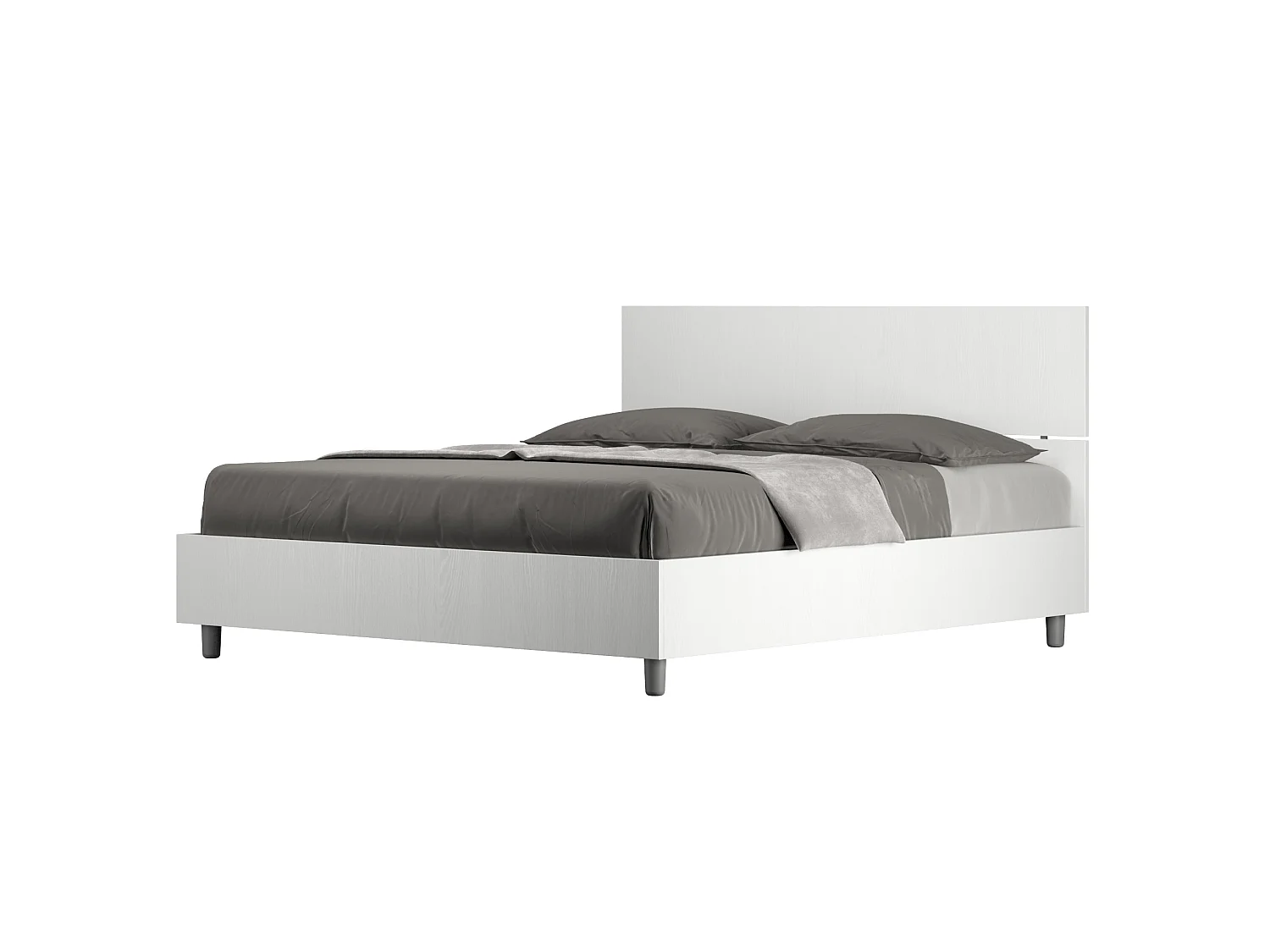 Cama con almacenaje 160x190 con cabecera recta fresno blanco Demas
