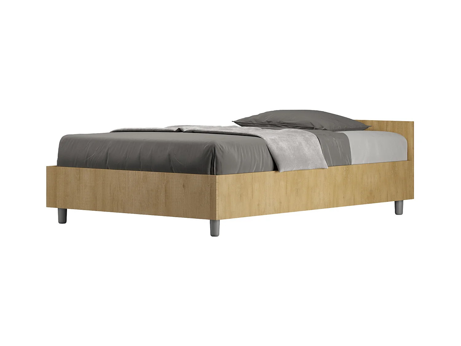 Lit 1 place et demi coffre 120x190 chêne nature Nuamo