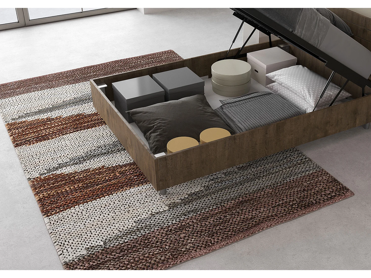 Nuamo Queen-Size-Containerbett aus Walnussholz 120x190