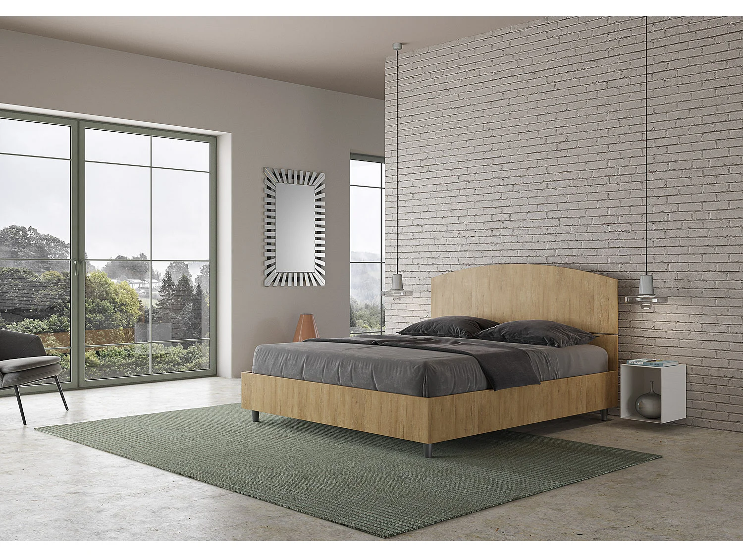 Bett mit Bettkasten 160x190 Eiche Natur Dora