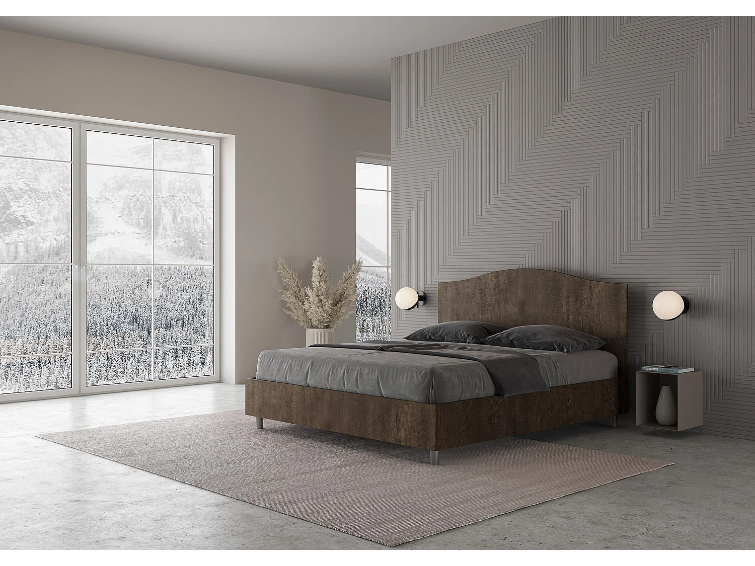 Bed 160x190 met opbergruimte walnoot Dores