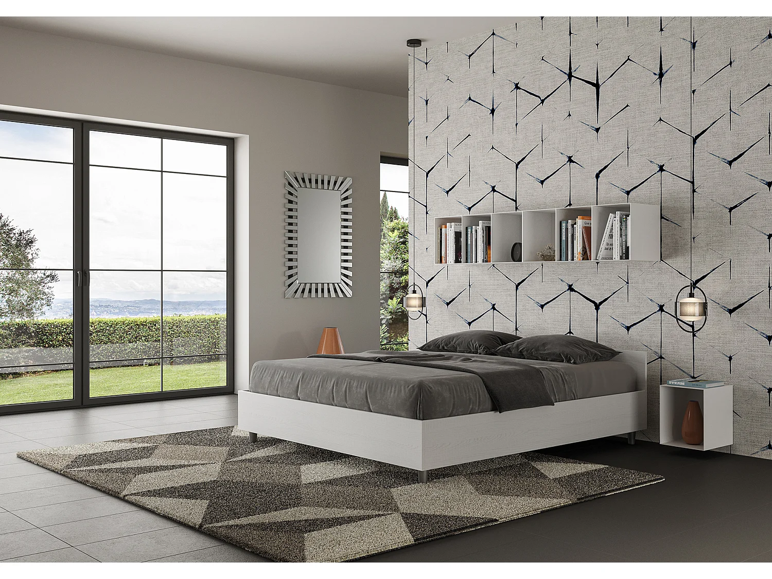 Lit coffre 160x190 frêne blanc Nuamo