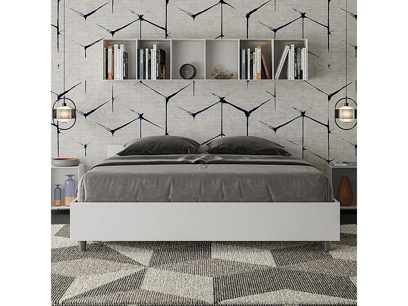 Bed 160x190 met opbergruimte eiken wit Nuamo