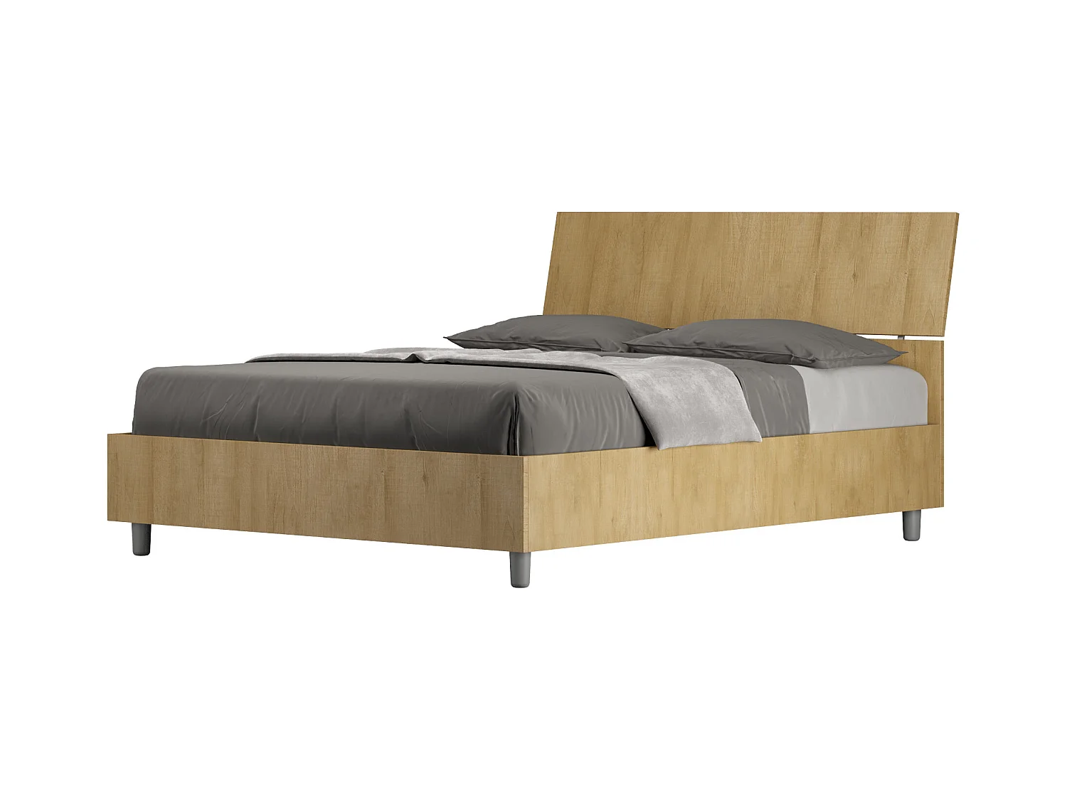 Cama contenedor Demas roble 140x190 con cabecero inclinado