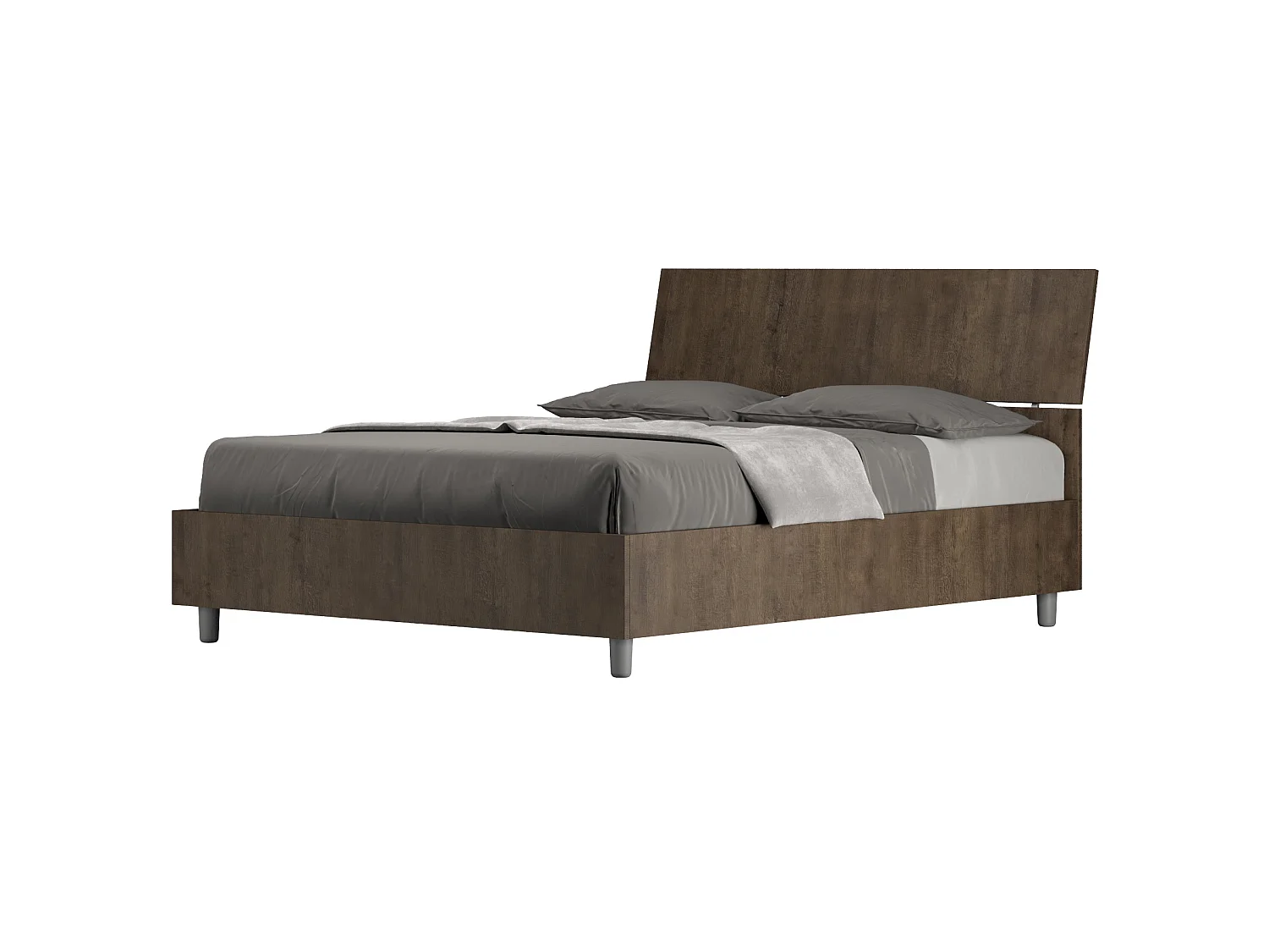 Bett mit Bettkasten 140x190 schräges Kopfteil Nussbaum Demas