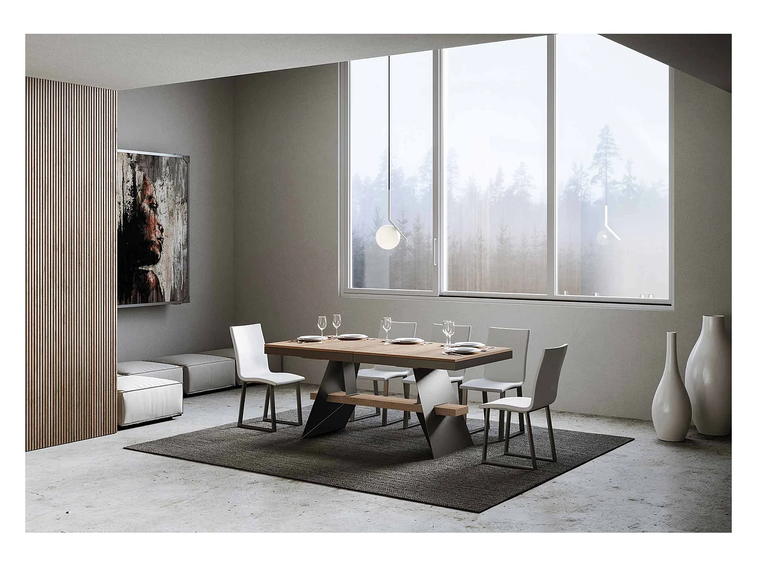Table extensible 90x160/264 cm Baita Evolution Chêne Nature cadre Anthracite