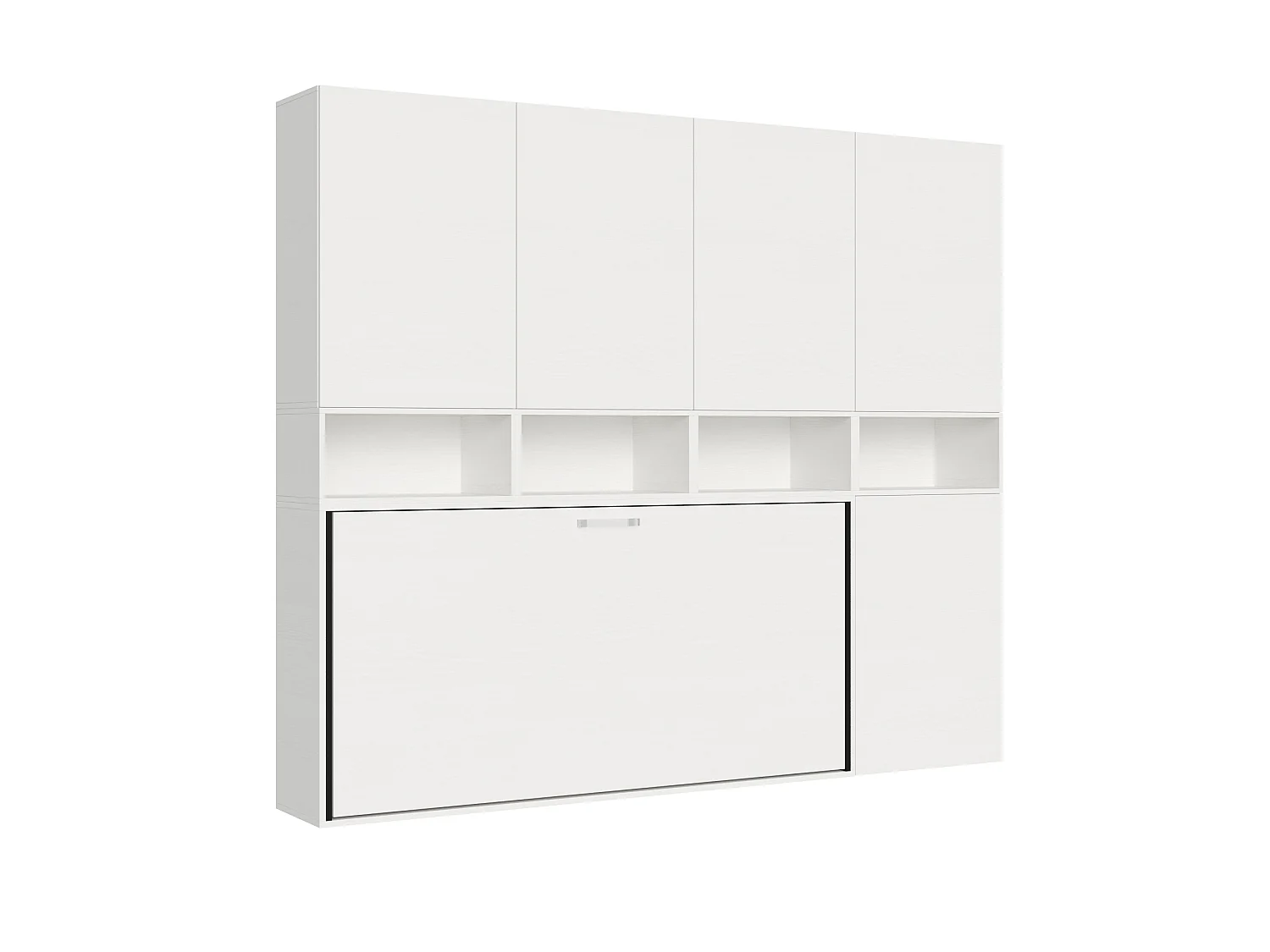 Armoire lit escamotable horizontal 1 couchage 85 Kando avec matelas comp.C Frêne Blanc