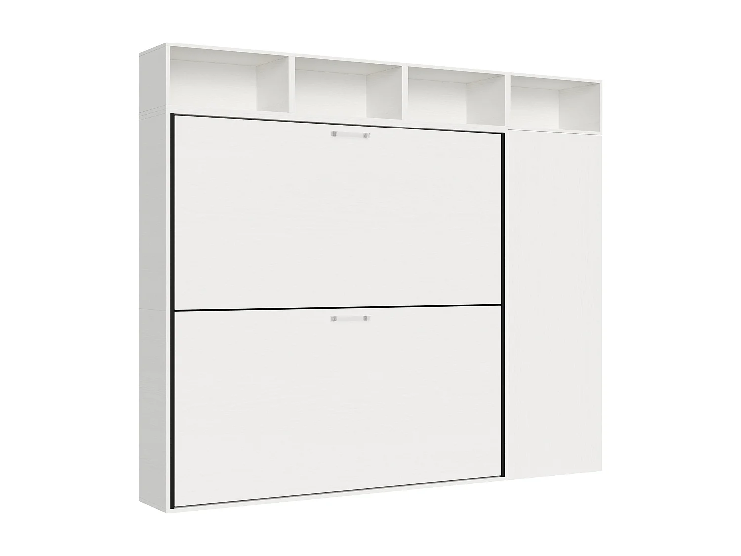 Armoire lit escamotable horizontal superposé 2 couchages 85 Kando composition I Frêne Blanc