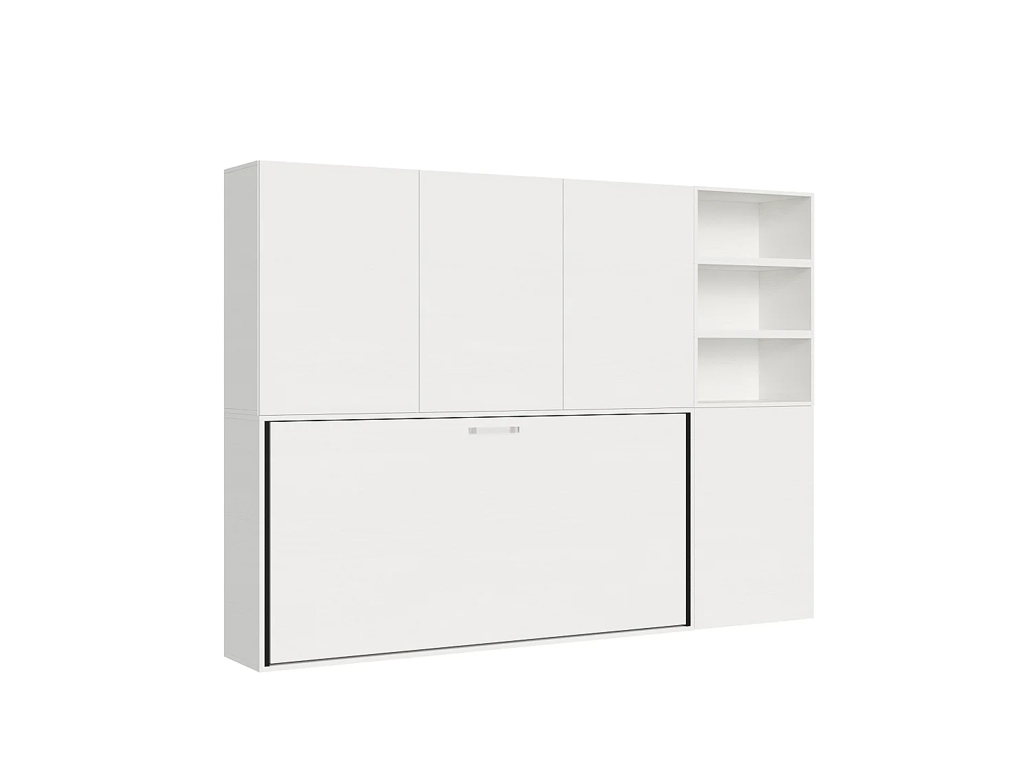 Horizontaal Kando eenpersoons opklapbed met matras samenstelling F eiken wit