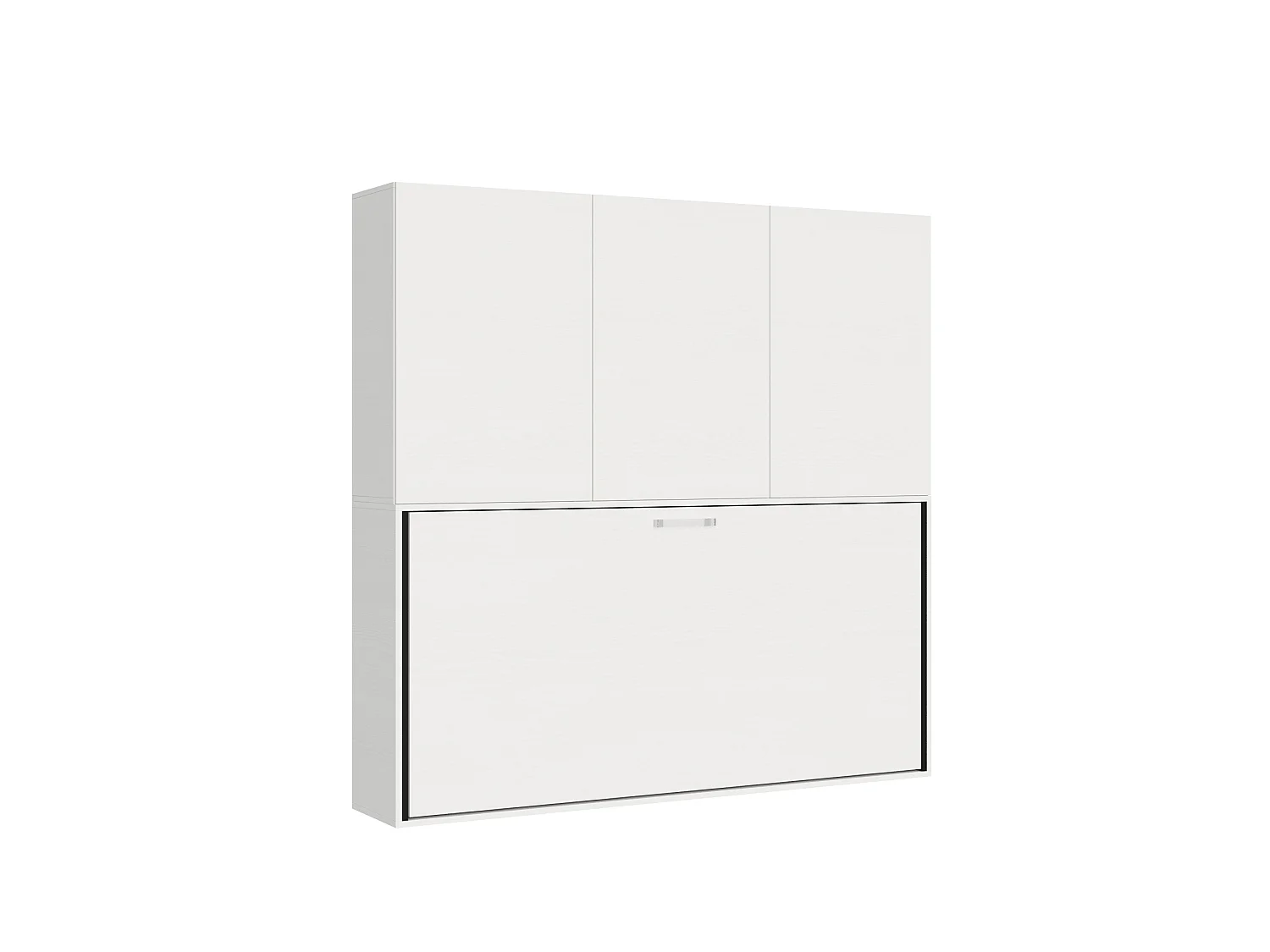 Armoire lit escamotable horizontal 1 couchage 85 Kando comp.D Frêne Blanc