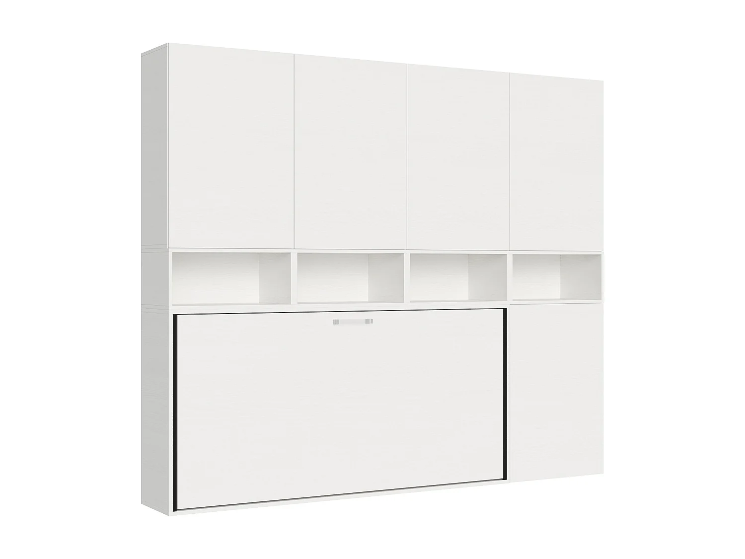 Armoire lit escamotable horizontal 1 couchage 85 Kando comp.C Frêne Blanc